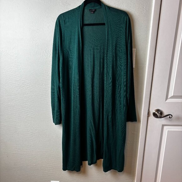 J.Jill Wearever Collection Open Front Cardigan XL Green Longline Lightweight - Picture 1 of 8